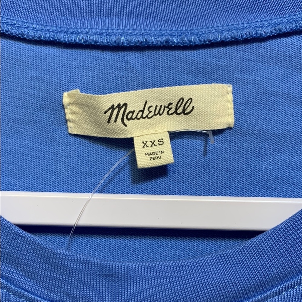 Madewell Blue Fitted Ruched Muscle Tee - Picture 2 of 3